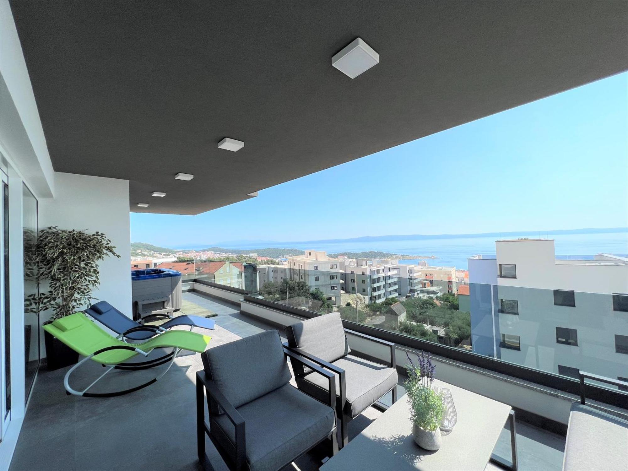 Lux Penthouse Panoramic View With Jacuzzi Leilighet Makarska Eksteriør bilde
